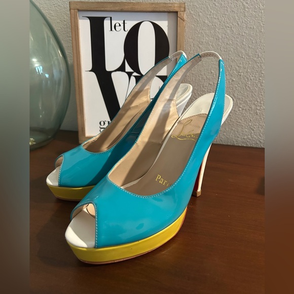 Christian Louboutin Flo Sling Heels Shoes Size 40 (8.5) - Picture 3 of 13